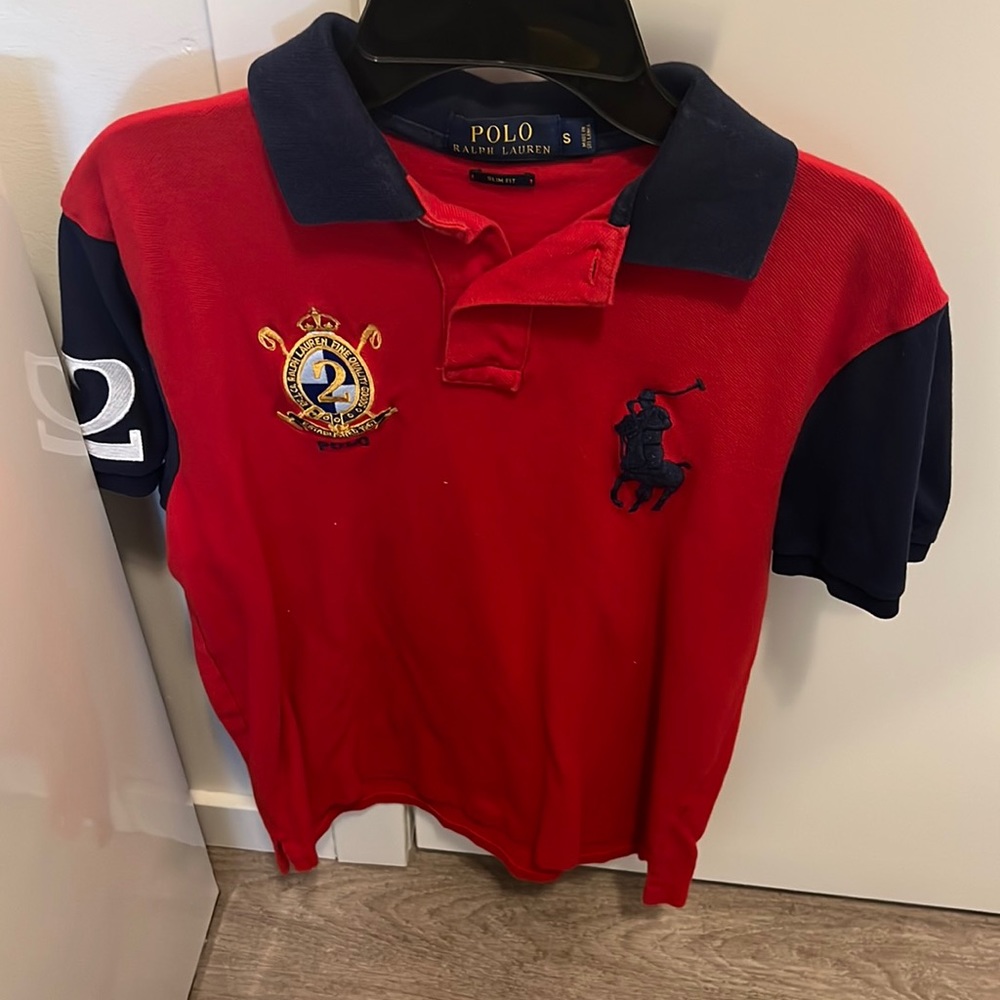 Red and Navy Blue Polo Ralph Lauren Polo Shirt